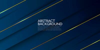 Abstract dark blue background with shadow and gold lines pattern . 3d look and cool design . illustration Eps10 vector