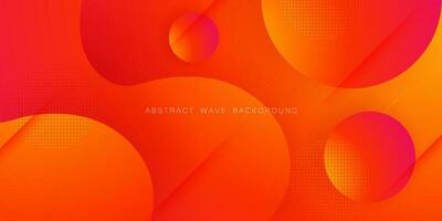 Abstract colorful orange background with wavy fluid shapes with geometric pattern. Bright orange background design. Cool and modern concept. Eps10 vector