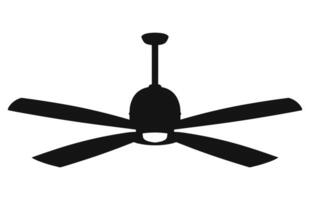 A Ceiling fan black Silhouette vector isolated on a white background