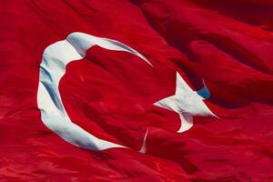 Turkish flag. Waving Turkish flag in full frame view. photo