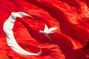 Full frame waving Turkish Flag background photo