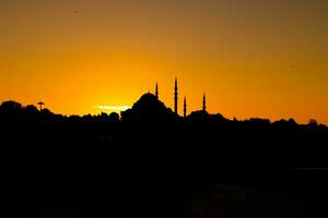 Islamic concept photo. Suleymaniye Mosque at sunset. photo