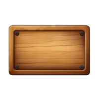 AI generated Rectangle button with wooden texture png isolated on transparent background