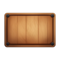 AI generated Rectangle button with wooden texture png isolated on transparent background