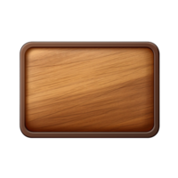 AI generated Rectangle button with wooden texture png isolated on transparent background