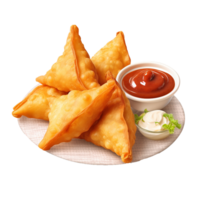 ai gegenereerd samosa's schotel PNG geïsoleerd Aan transparant achtergrond