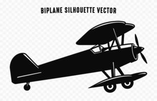 antiguo biplano silueta vector gratis