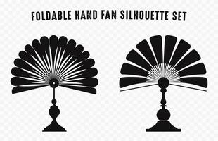 Foldable Hand fan silhouette vector isolated on white background