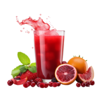 ai generado realista vaso de rojo jugo aislado en transparente antecedentes png