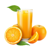 ai generado Fresco naranja Fruta jugo aislado en transparente antecedentes png