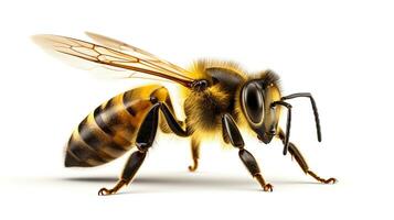 AI generated Photo of Bee isolated on white background. Generative AI