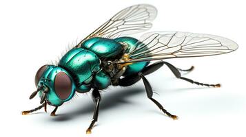ai generado foto de mosca azul mosca aislado en blanco antecedentes. generativo ai