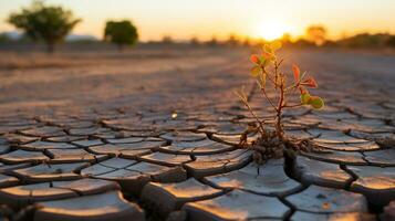 AI generated dry season, crack ground, global warning concept. Generative AI photo