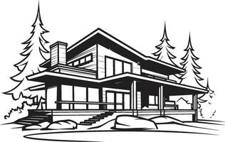 Strong Outline Mark Thick House Design in Logo Icon Powerhouse Abode Icon Bold House Sketch Vector Emblem