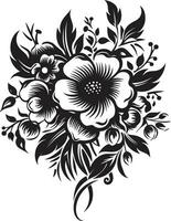 eterno floral racimo negro vector emblema susurro pétalo flor decorativo negro icono