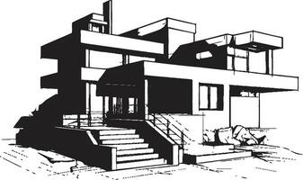 Triple Elevate Oasis Icon of Architectural Splendor in Vector Art Trifecta Zenith Emblematic Vector of Residential Elegance