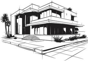 Modern Villa Design Framework Emblematic Structure in Vector Icon Villa Structure Design Contemporary Building in Vector Logo