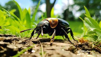 AI generated Photo of Beetle on a ground. Generative AI