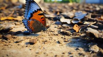 AI generated Photo of Butterfly on a ground. Generative AI