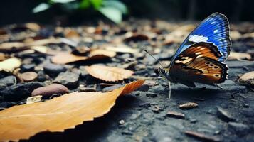 AI generated Photo of Butterfly on a ground. Generative AI