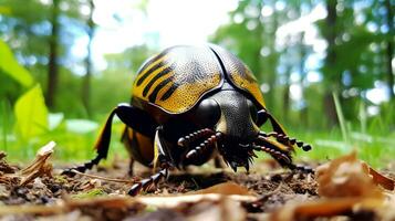ai generado foto de Goliat escarabajo en un suelo. generativo ai