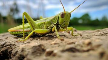 AI generated Photo of Grasshopper on a ground. Generative AI