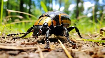 ai generado foto de Goliat escarabajo en un suelo. generativo ai