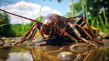 AI generated Photo of Giant Water Bug on a ground. Generative AI