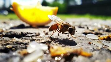 AI generated Photo of Fruit Fly on a ground. Generative AI