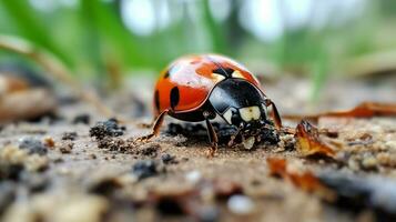 AI generated Photo of Ladybird Beetle on a ground. Generative AI