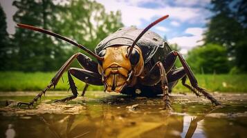 AI generated Photo of Giant Water Bug on a ground. Generative AI