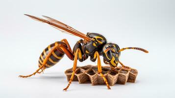 AI generated Photo of Paper Wasp isolated on white background. Generative AI