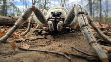 AI generated Photo of Goliath Bird-Eating Spider on a ground. Generative AI