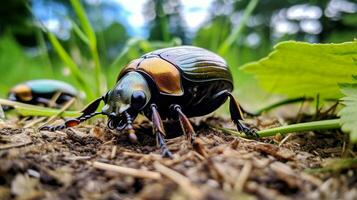 AI generated Photo of June Bug on a ground. Generative AI