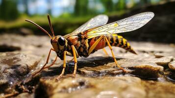 AI generated Photo of Scorpion Fly on a ground. Generative AI