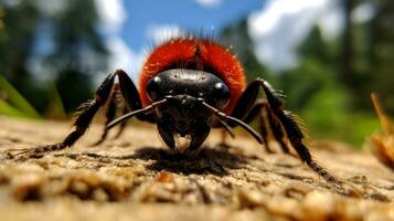 AI generated Photo of Velvet Ant on a ground. Generative AI