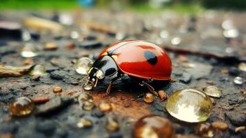 AI generated Photo of Ladybird Beetle on a ground. Generative AI
