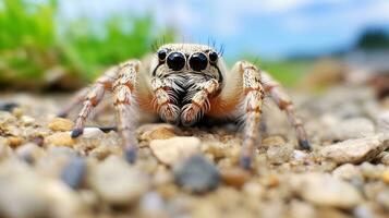AI generated Photo of Jumping Spider on a ground. Generative AI
