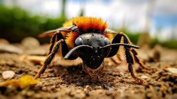 ai generado foto de terciopelo hormiga en un suelo. generativo ai