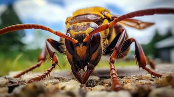 AI generated Photo of Hornet Moth on a ground. Generative AI