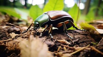 AI generated Photo of June Bug on a ground. Generative AI