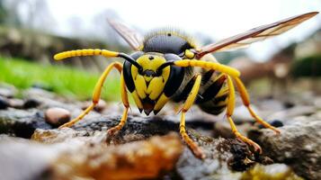 AI generated Photo of Yellow Jacket on a ground. Generative AI