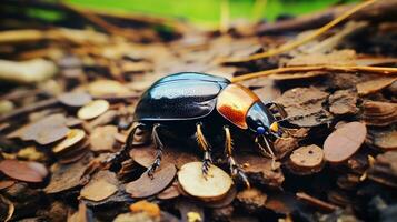 AI generated Photo of Beetle on a ground. Generative AI