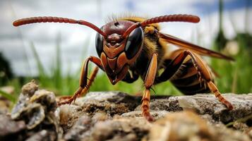 AI generated Photo of Wasp on a ground. Generative AI