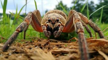 AI generated Photo of Fishing Spider on a ground. Generative AI