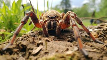 AI generated Photo of Fishing Spider on a ground. Generative AI