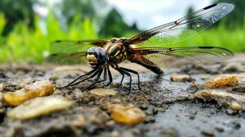 AI generated Photo of Dragonfly on a ground. Generative AI