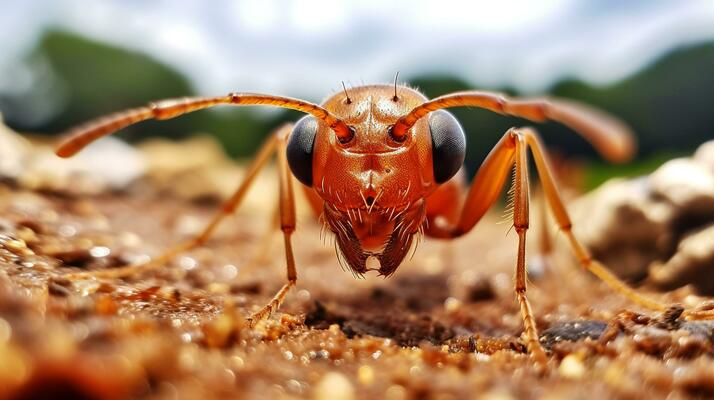 AI generated Photo of Fire Ant on a ground. Generative AI