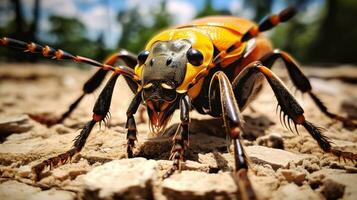 AI generated Photo of Citrus Long-Horned Beetle on a ground. Generative AI