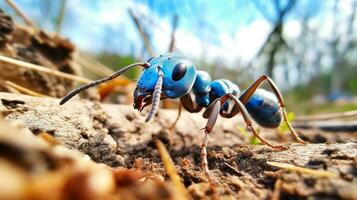 ai generado foto de azul hormiga en un suelo. generativo ai